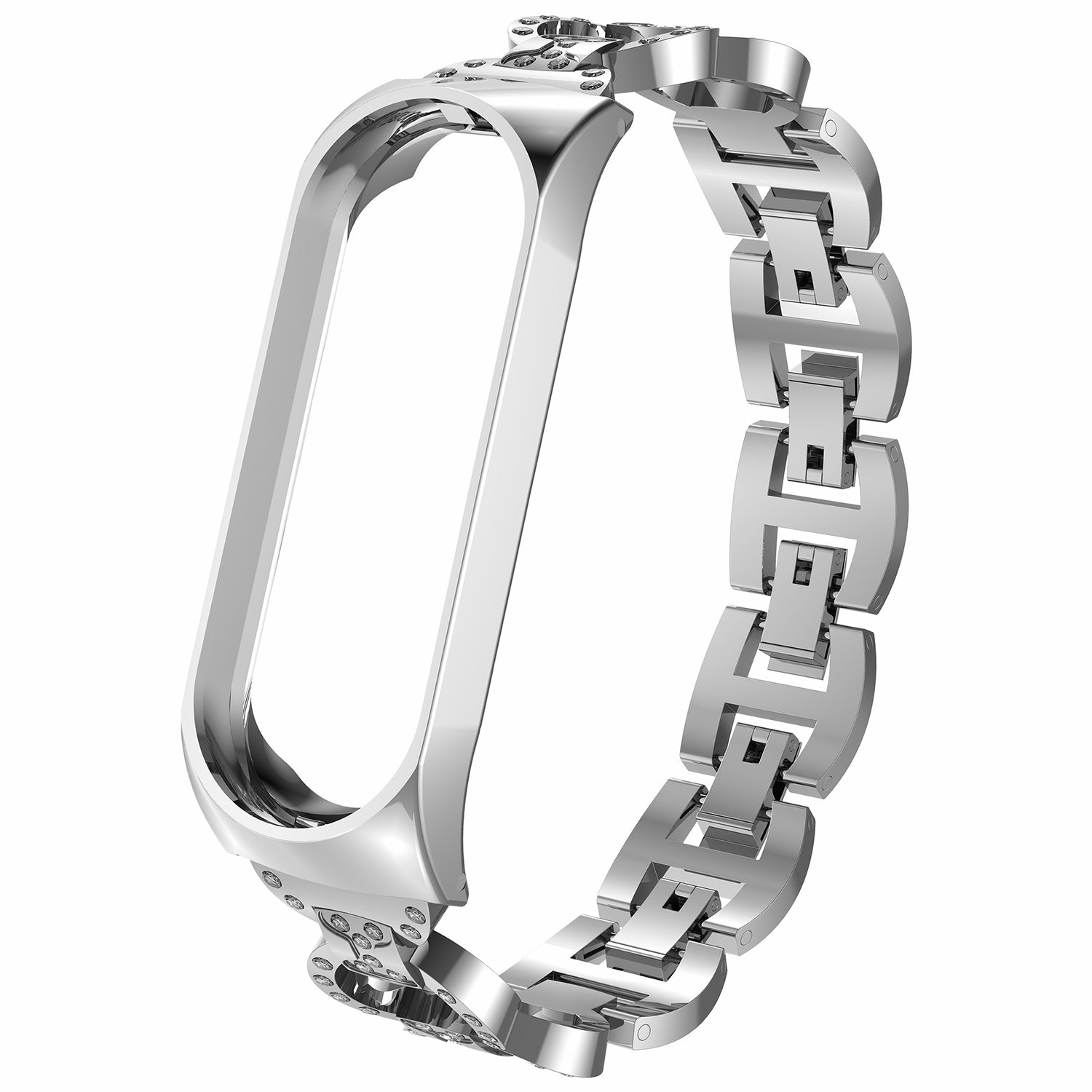 8-Shaped Design Bling Shiny Diamond Both Sides Jewelry Metal Strap for Xiaomi Mi Band 6 5 8-Shaped Design Bling Shiny Diamond Both Sides Jewelry Metal Strap for Xiaomi Mi Band 6 5